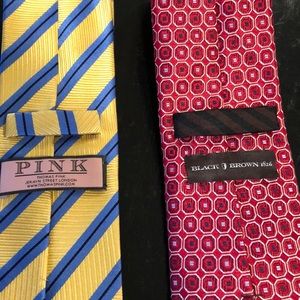 1 Thomas Pink Tie and 1 Black and Brown tie